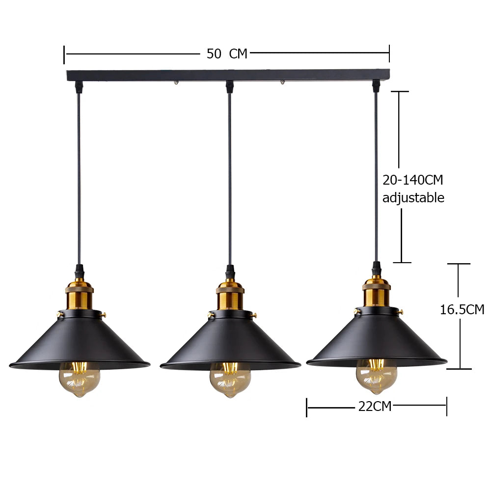 Black Vintage Industrial Pendant Light