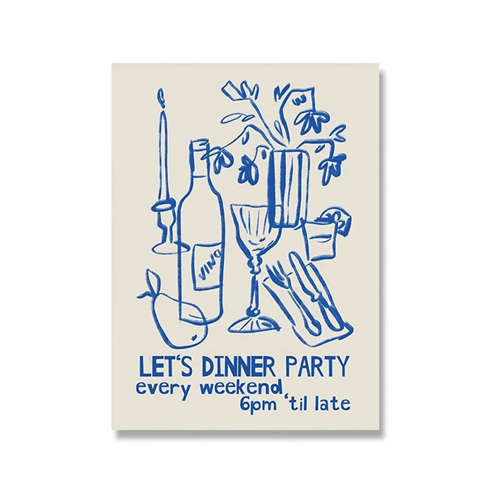 Wine & Cheese Noodles Modern Wall Art