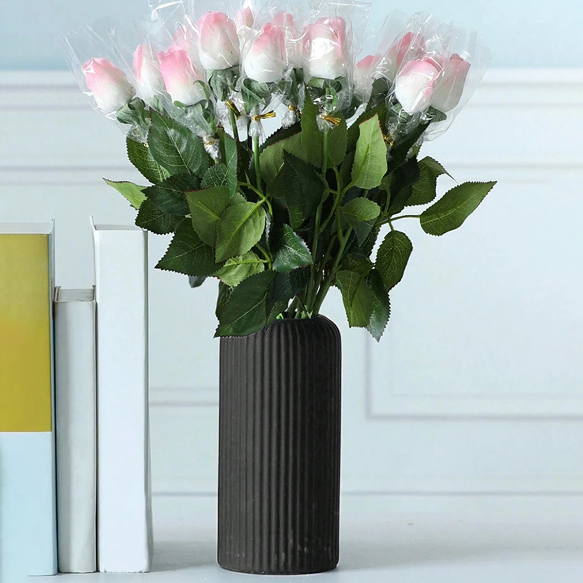 Striped Ceramic Look Vase
