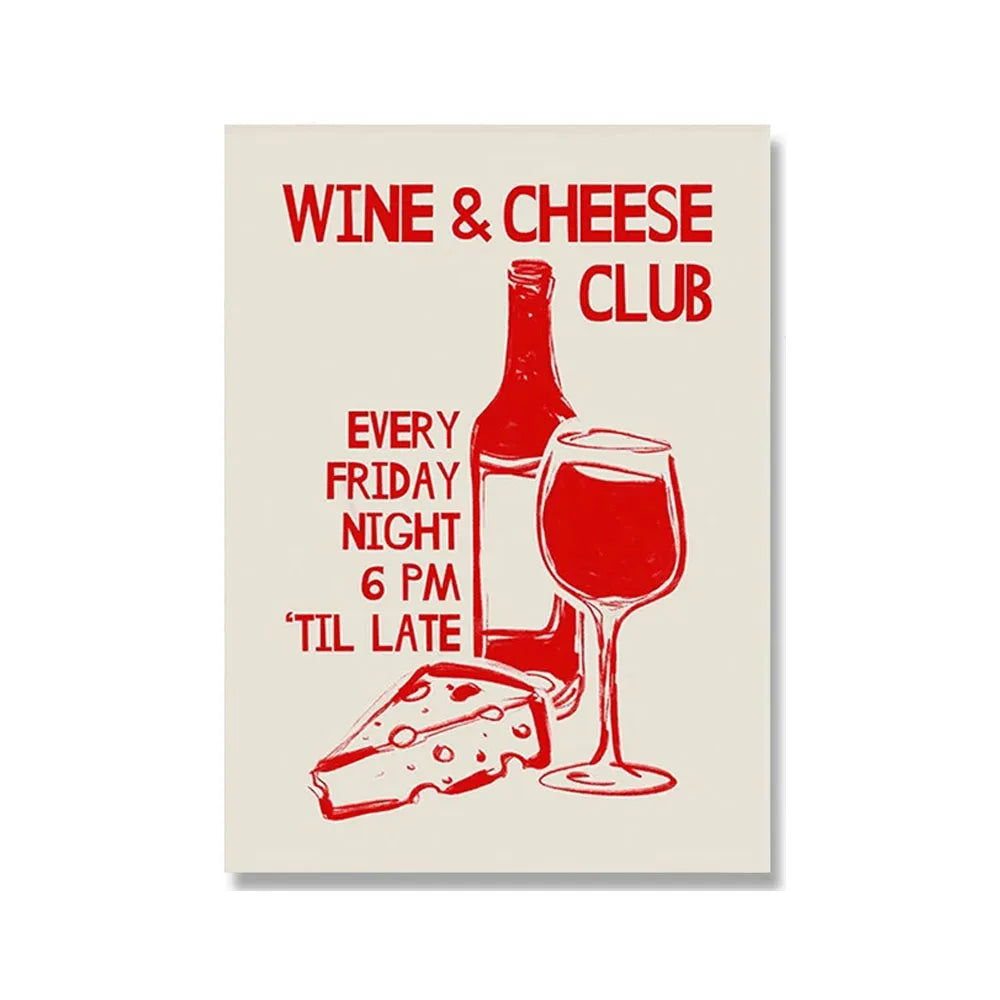 Wine & Cheese Noodles Modern Wall Art