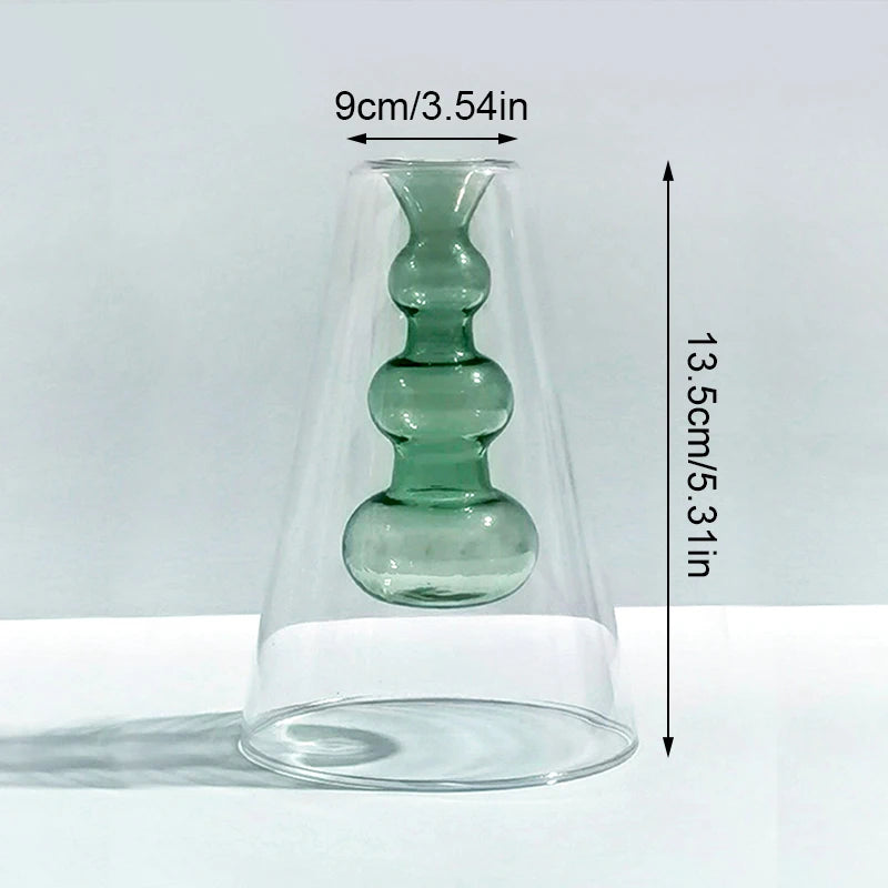 Double Layer Colored Glass Vase