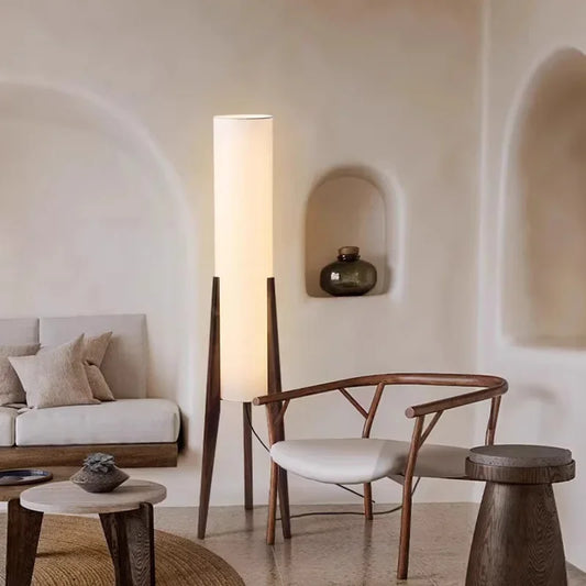 Retro Solid Wood Floor Lamp