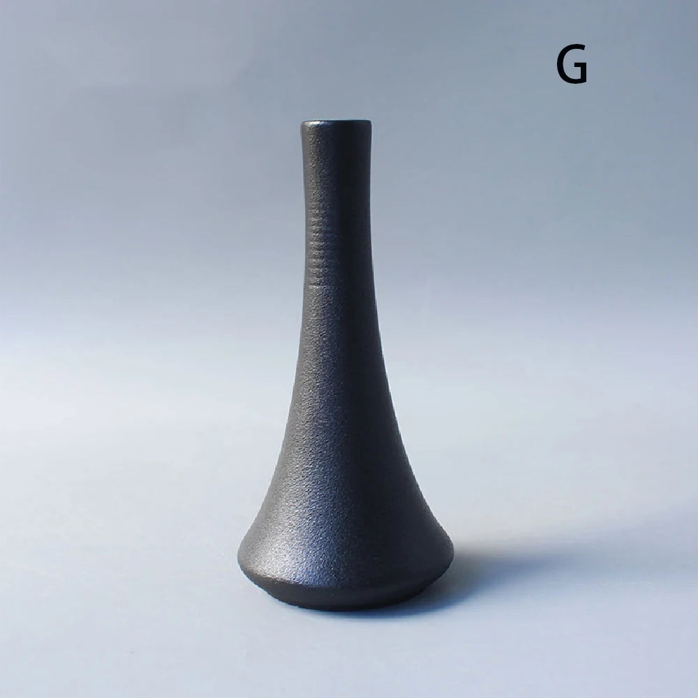 Japanese Black Ceramic Vase for Decor