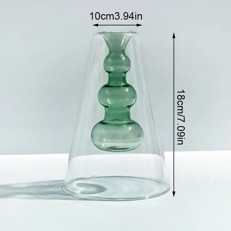 Double Layer Colored Glass Vase