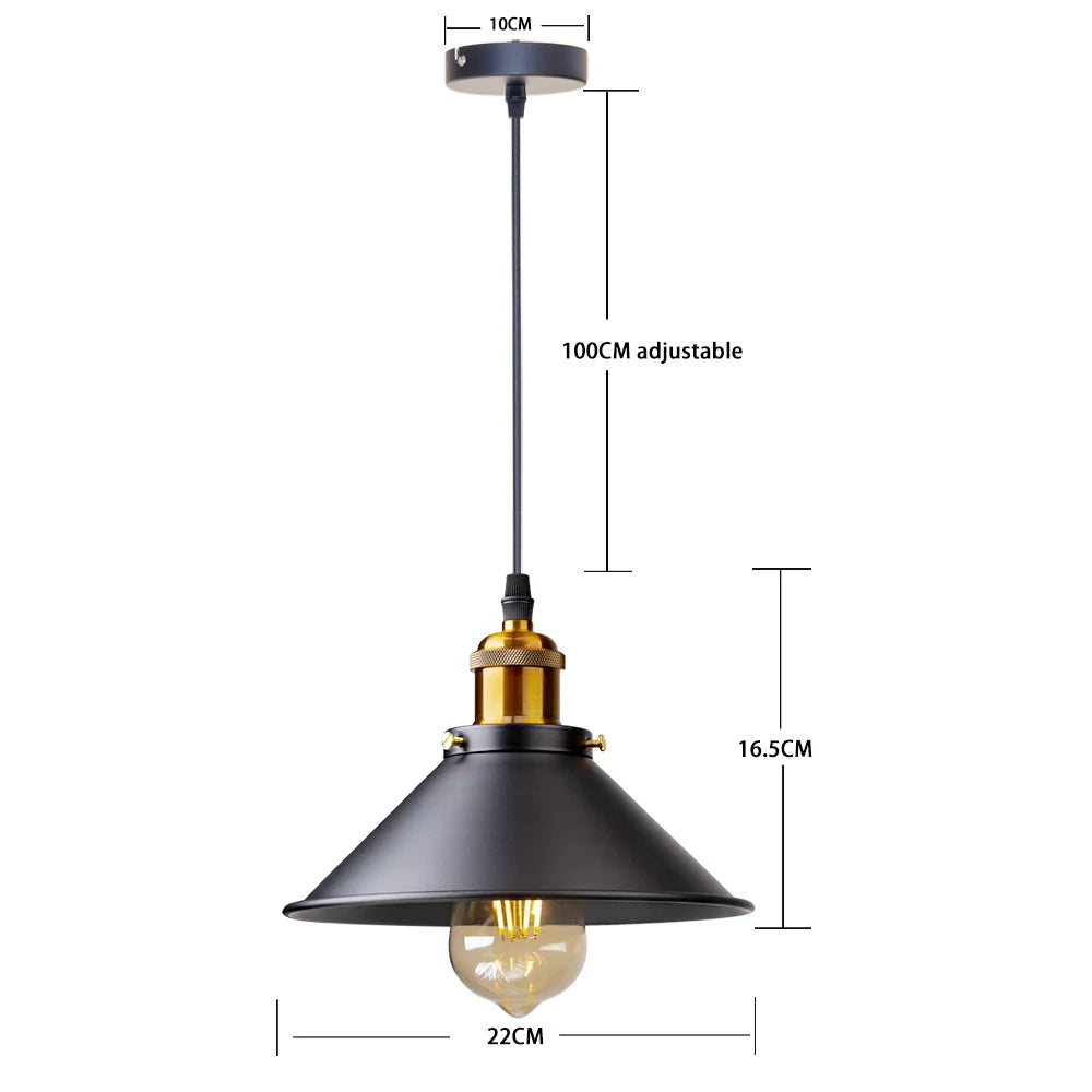 Black Vintage Industrial Pendant Light